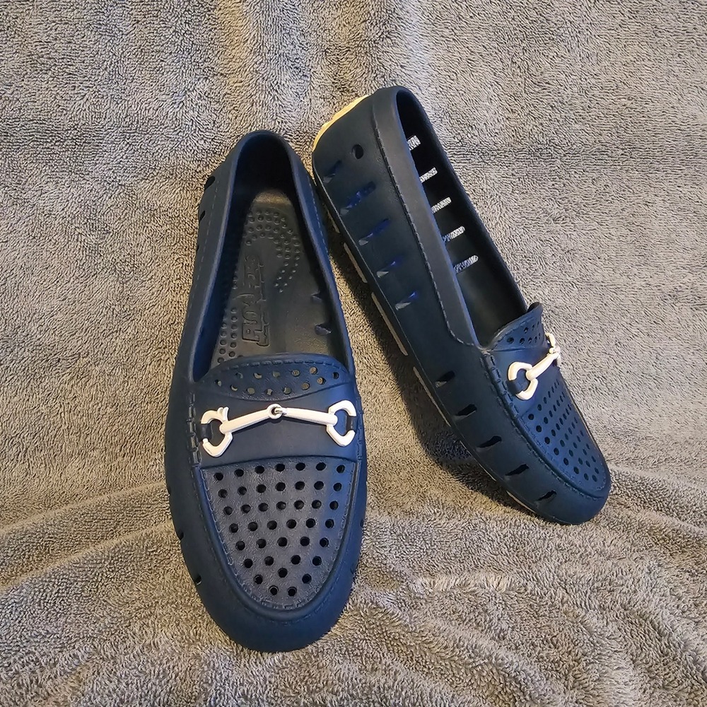 Floafers Posh Driver Navy Blue Cream Water Friendly Loafers Shoes Womens 7